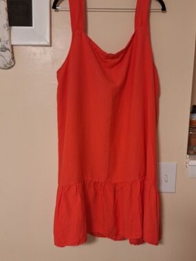 LOFT Plus Bold Coral Linen Dress